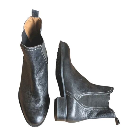 Antonio Melani Chelsea Boots Womens 6 Black Pebbled Italian Leather Ankle Bootie - Picture 9 of 14